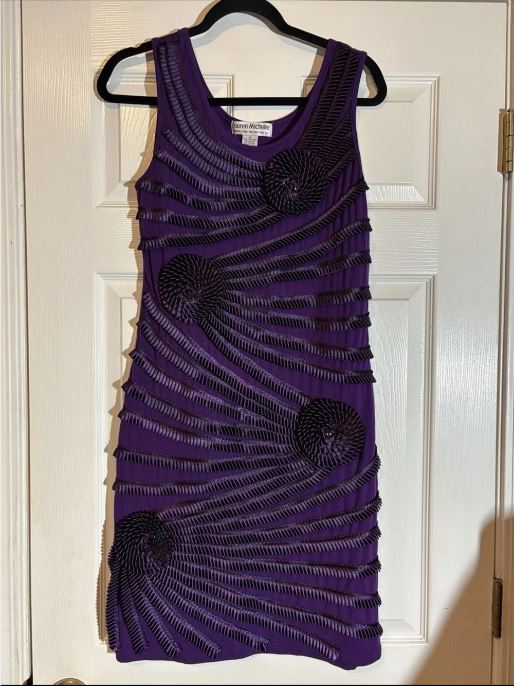 Lauren Michelle Purple Embellished Tank Mini Dress